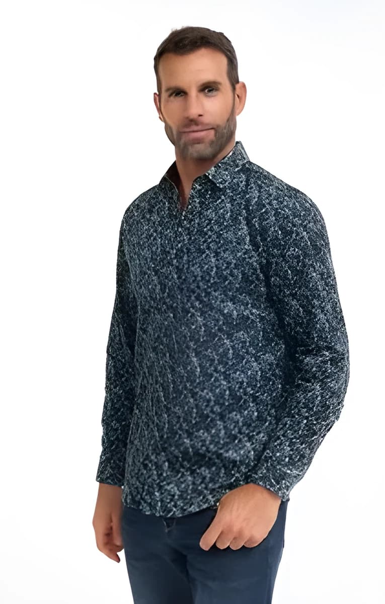 Chemise manches longues velours Marcus – Blanc