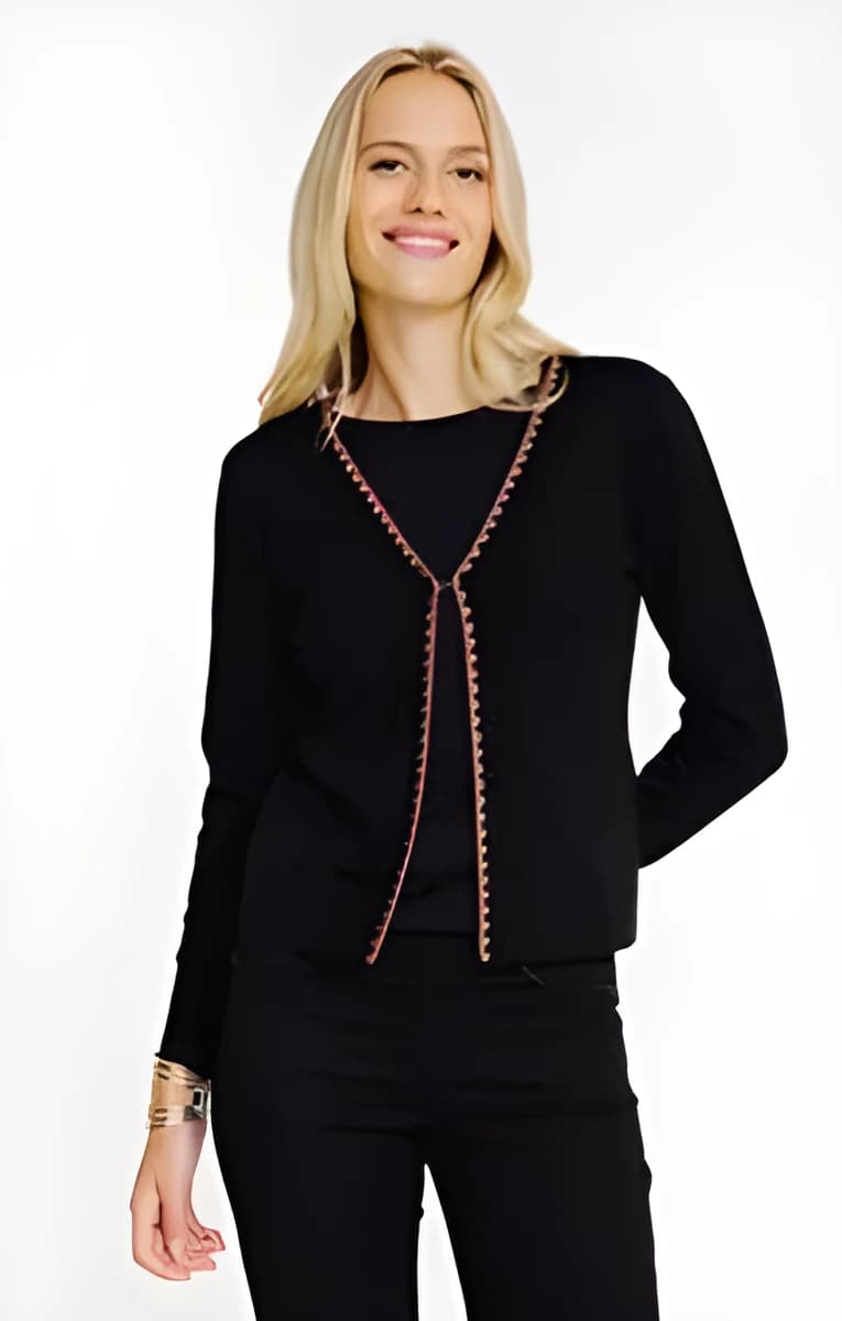 Cardigan avec point cocotte contrasté – Noir
