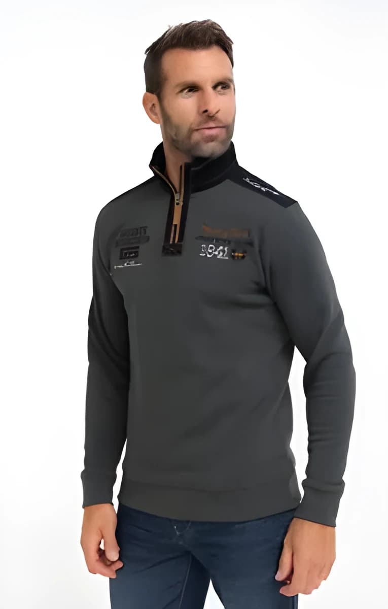 Polo manches longues col montant – Beige