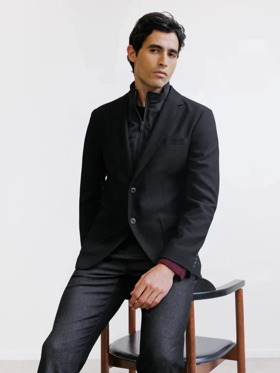 Veste en tissu armuré noire