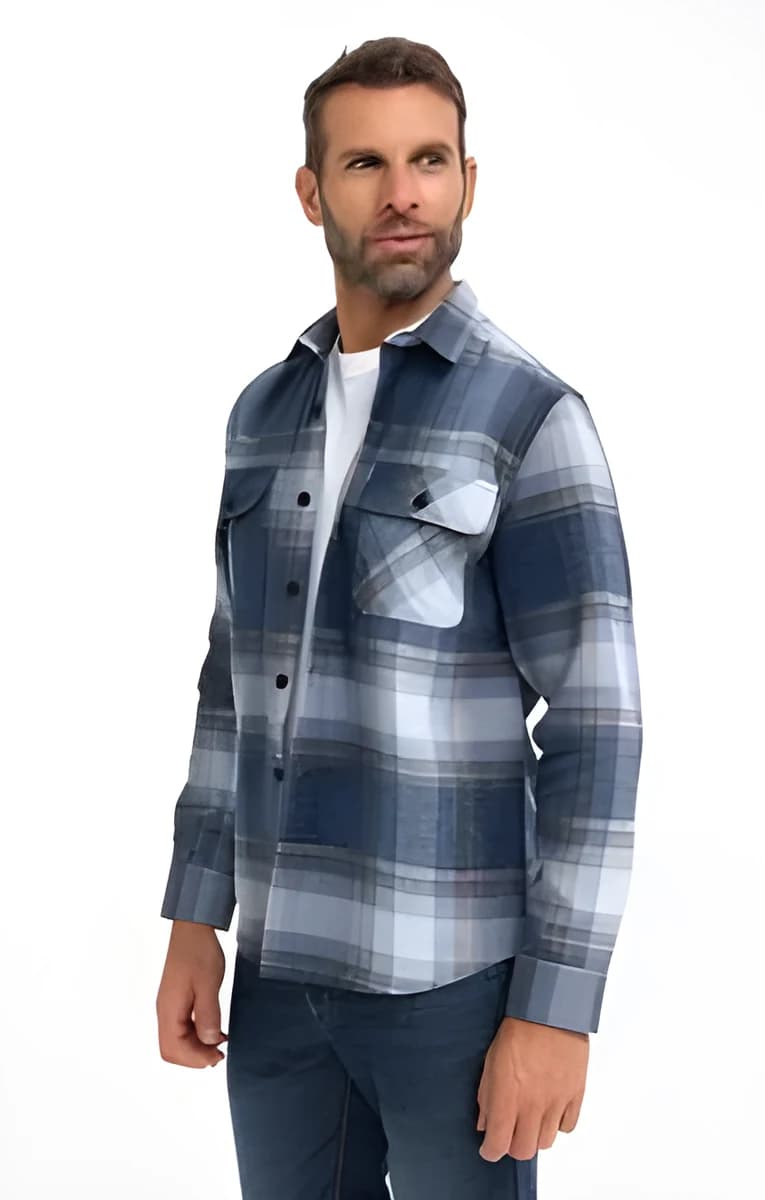 Surchemise manches longues Surch Graphi – Bleu