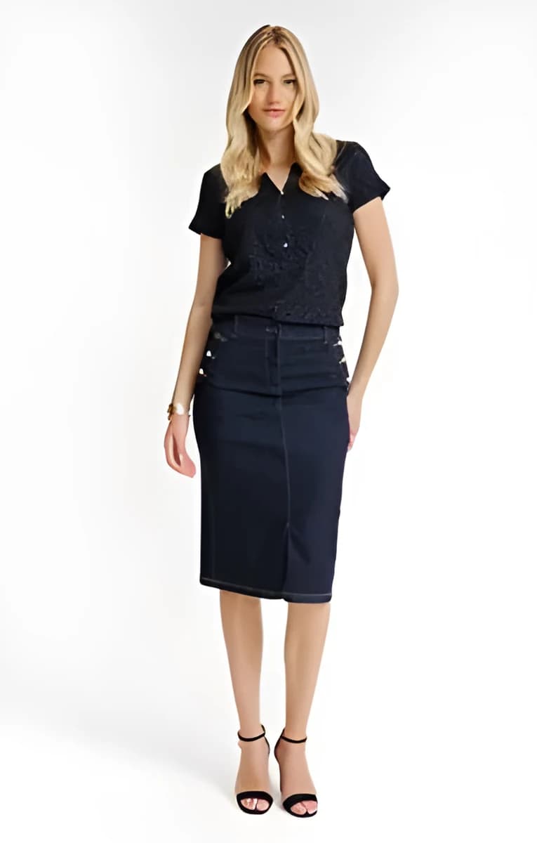 Jupe midi en denim – Bleu