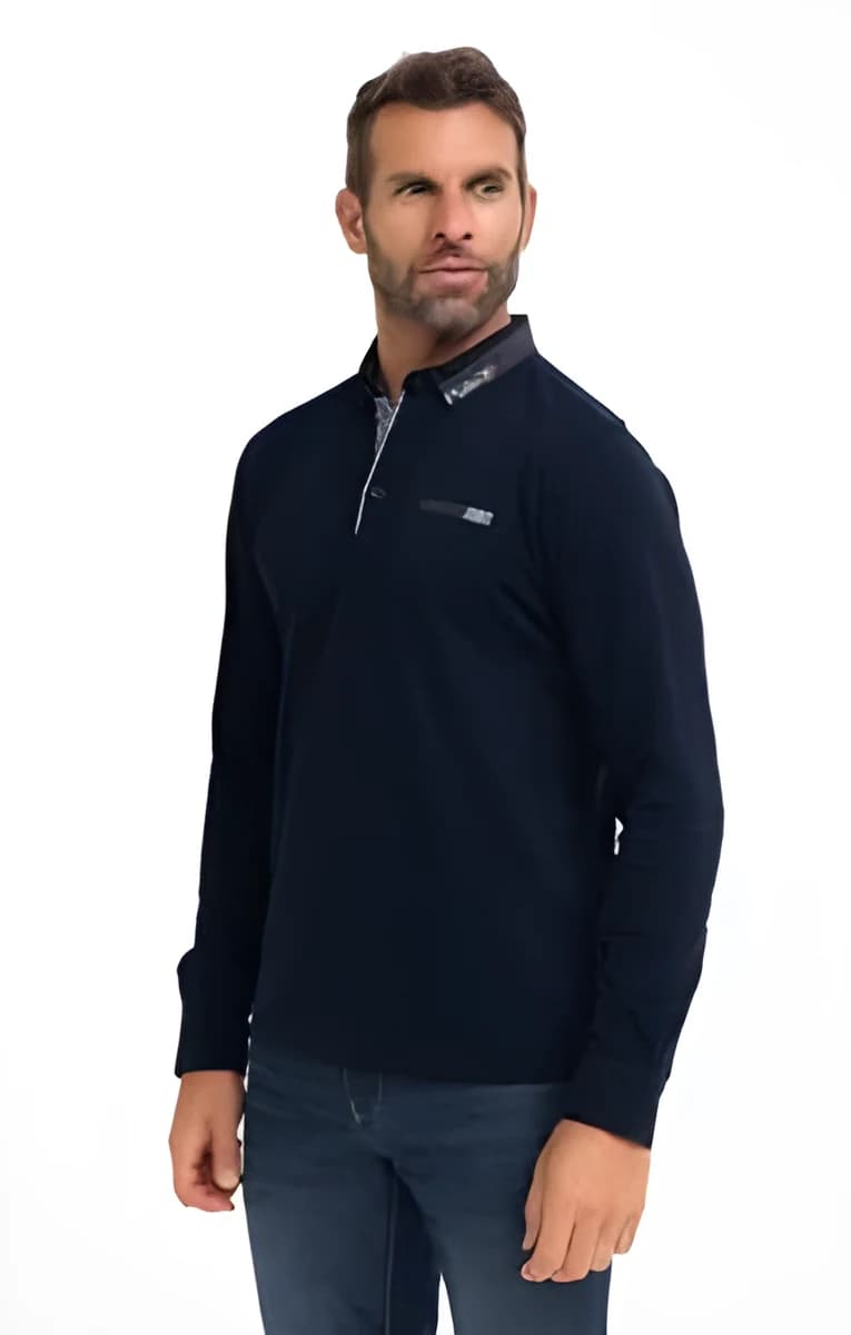 Polo manches longues Pois Romantic – Pétrole