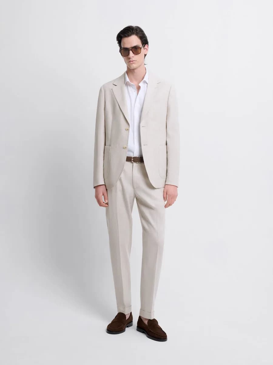 Pantalon de costume en lin mélangé