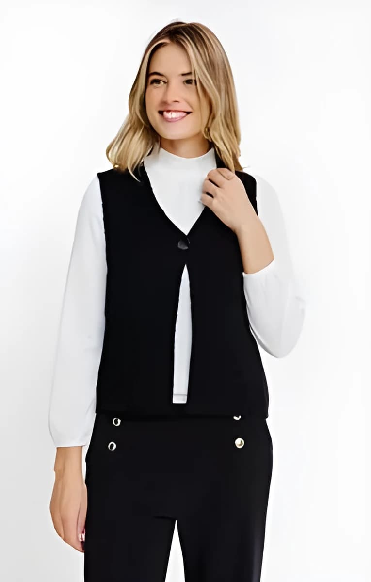 Cardigan bouclette sans manches – Noir