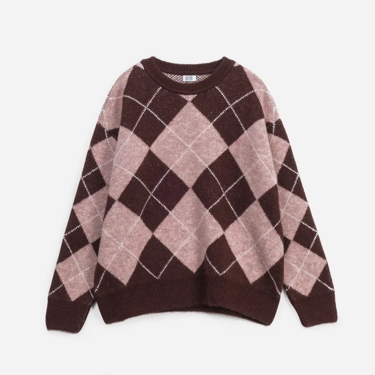 Pull ERAM WEAR bordeaux tricot motif losanges
