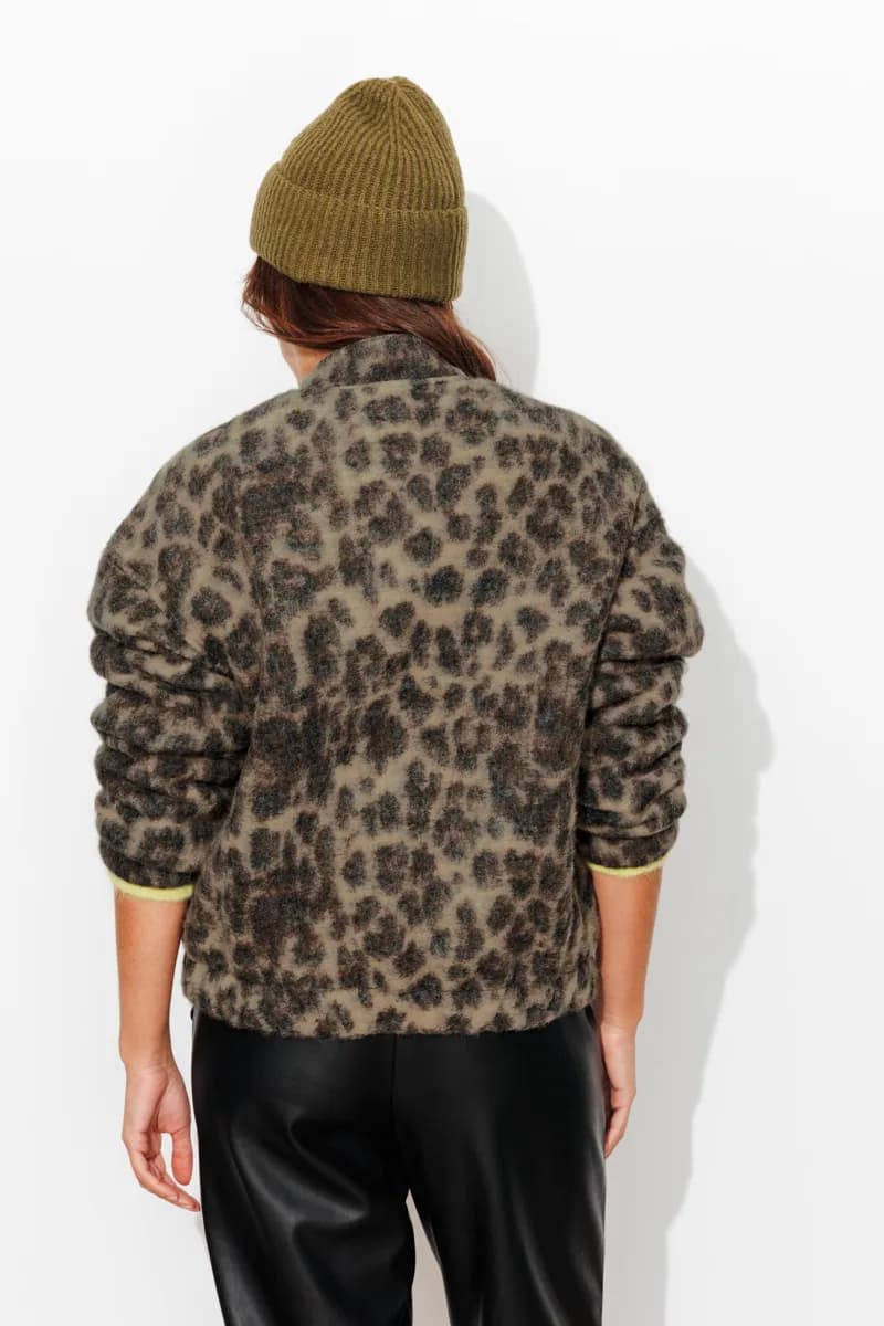 Bomber léopard en laine Femme