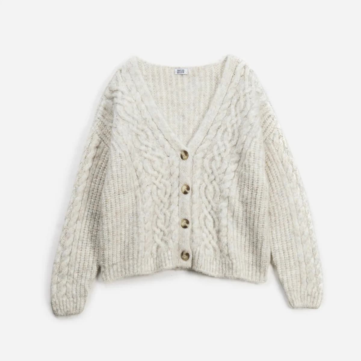 Cardigan ERAM WEAR beige tricot torsades