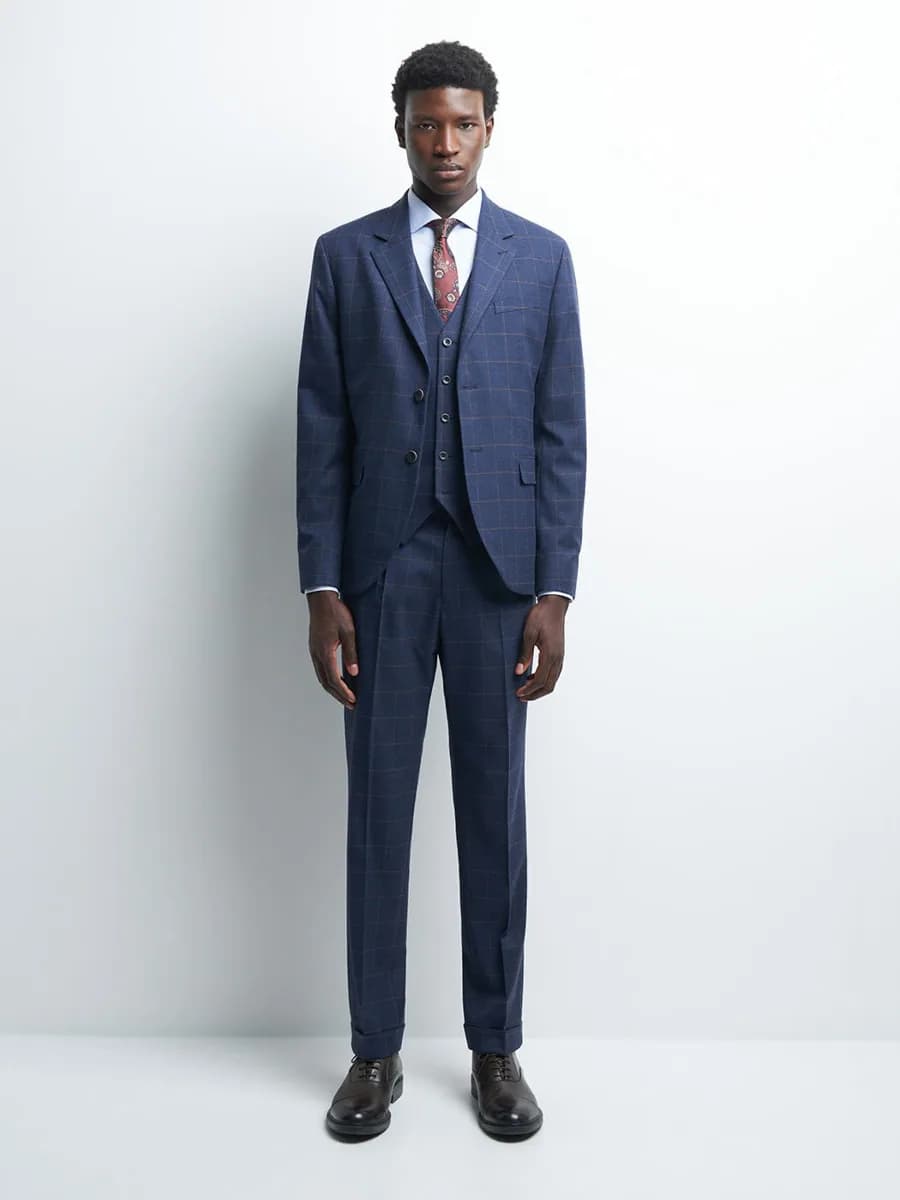 Veste coordonnable slim à carreau