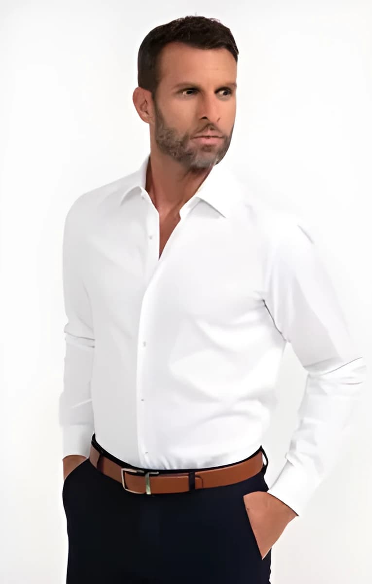 Chemise ajustée manches longues Tempête – Blanc