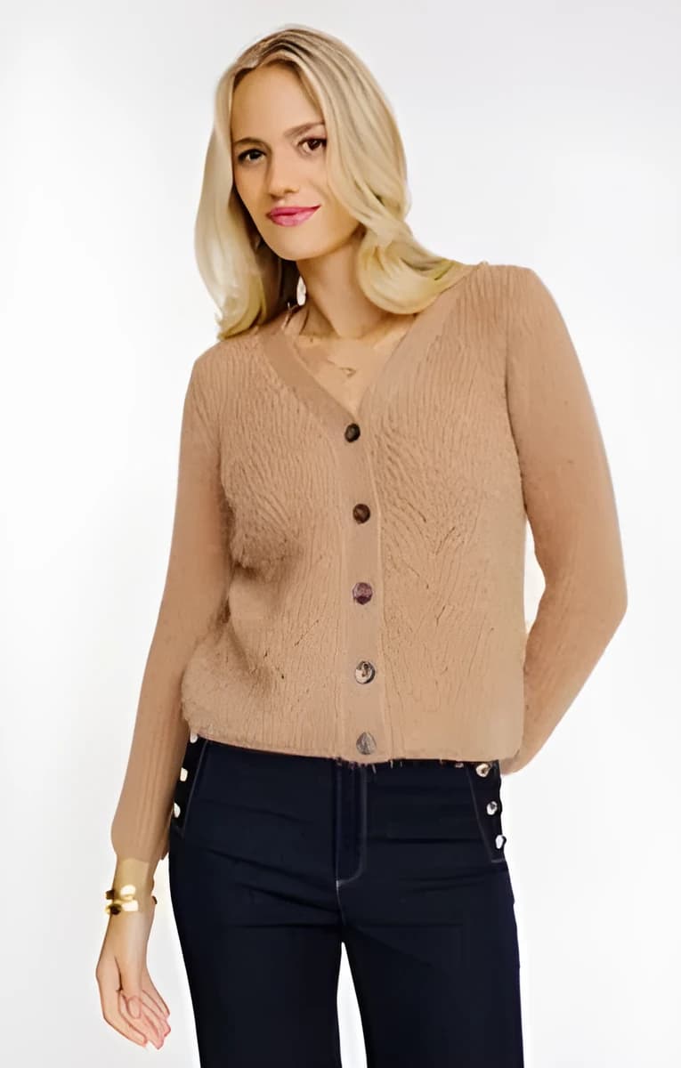 Cardigan boutonné – Pamplemousse