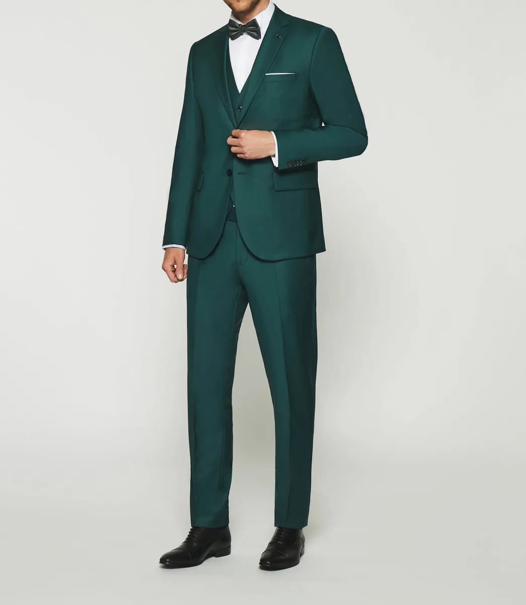 Costume 2 boutons en laine vert FAVORI