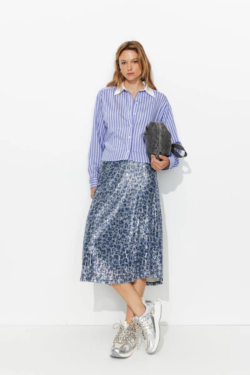 Chemise cropped rayée Femme