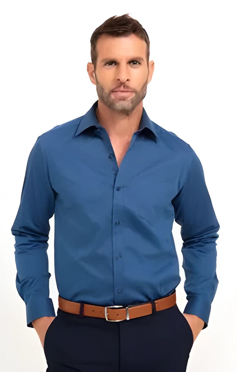 Chemise manches longues Minipique – Bleu Dur