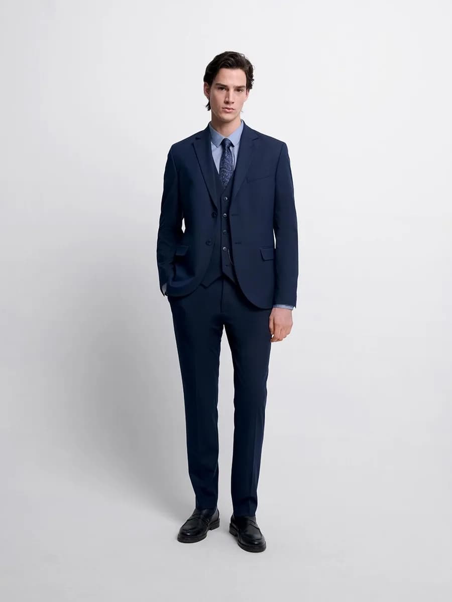 Costume 3 pièces slim bistretch bleu