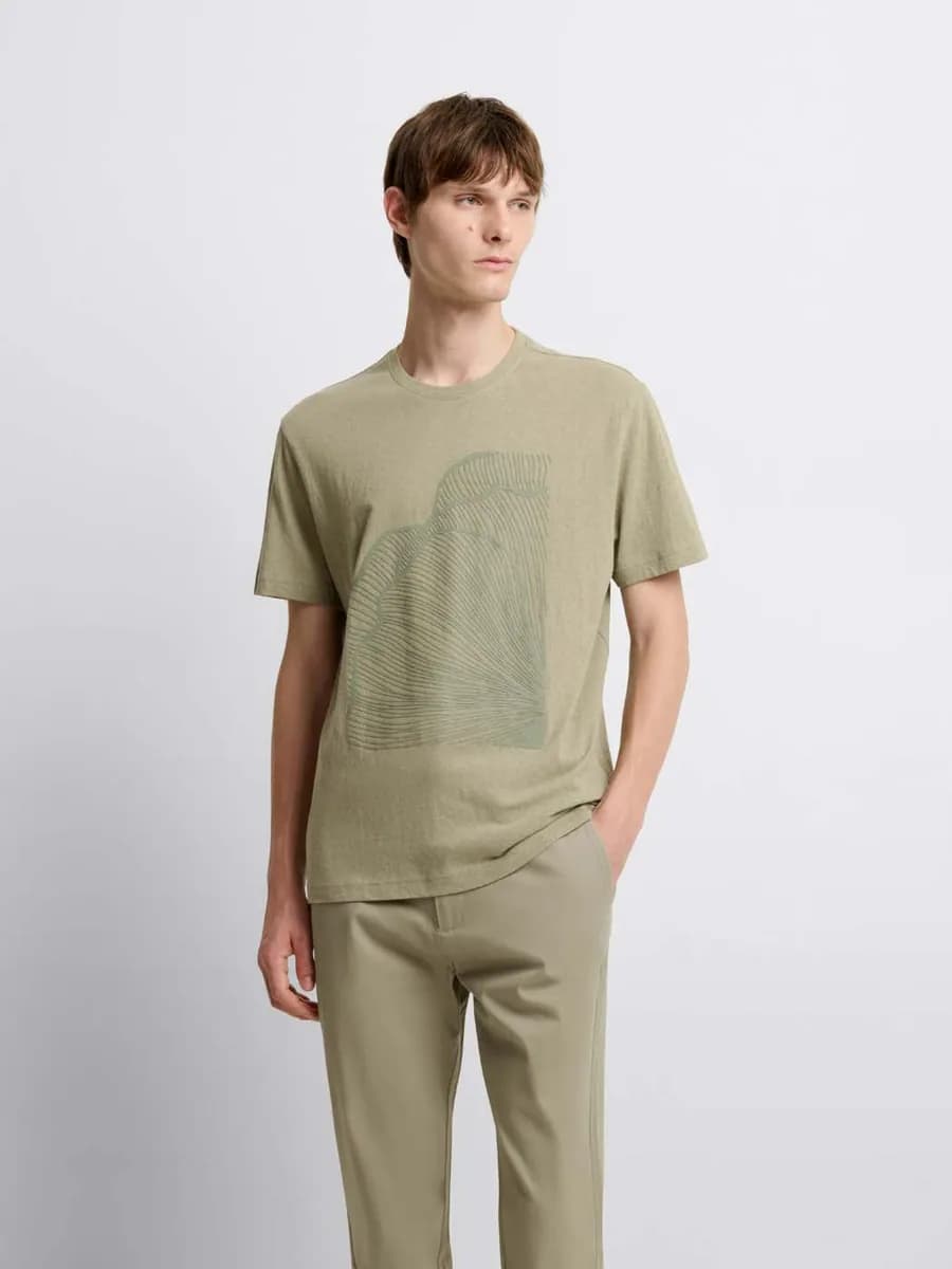 T-shirt col rond en coton lin
