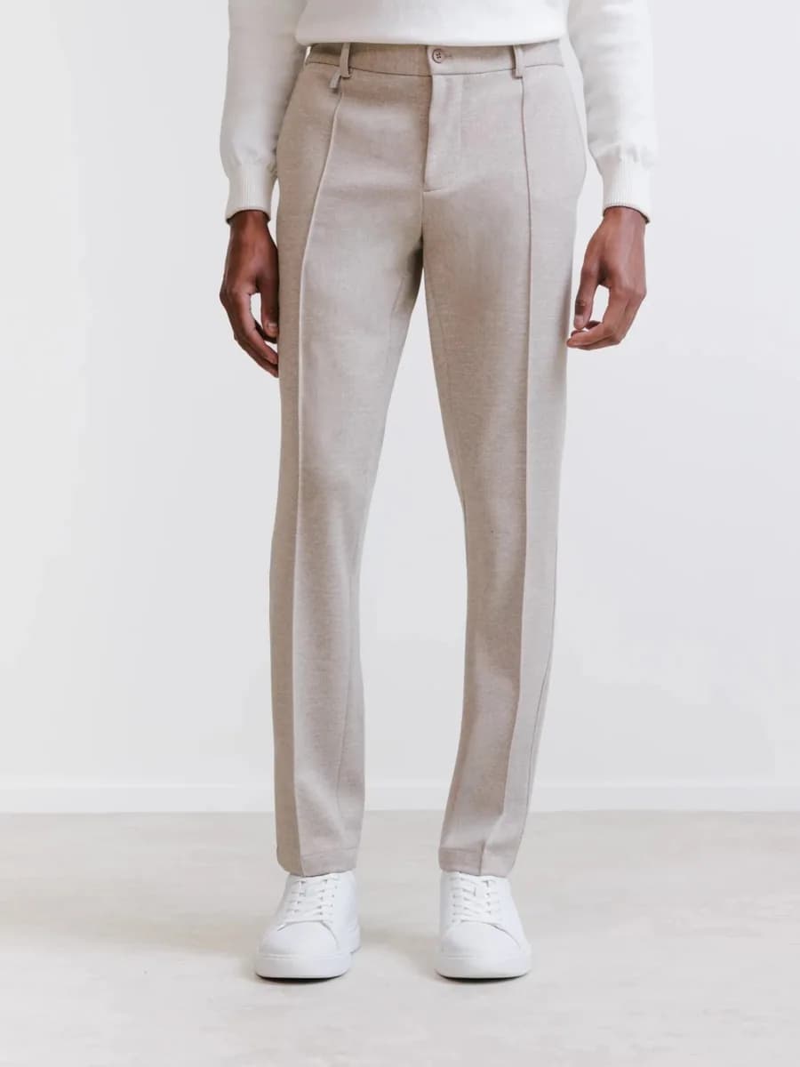 Pantalon ville en maille beige