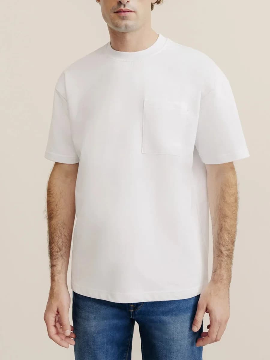 T-shirt uni oversize col rond blanc