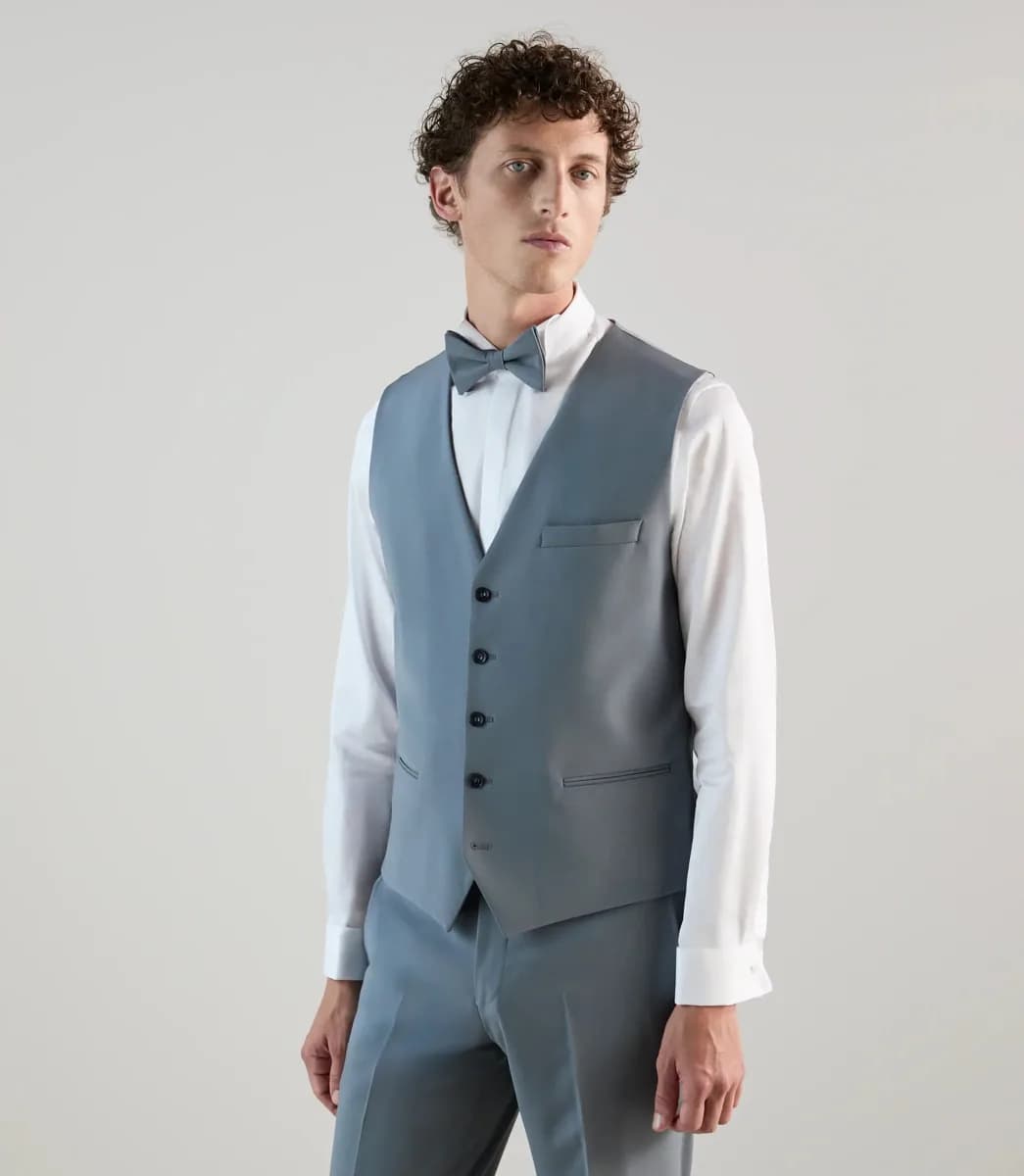 Gilet de costume en laine majoritaire bleu gris clair