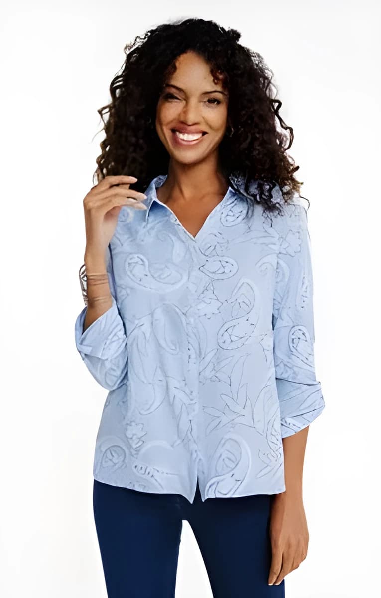 Chemise imprimé cachemire – Bleu Ciel