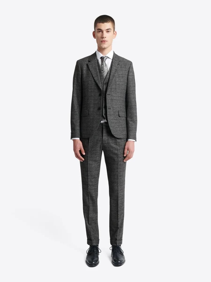 Veste de costume slim stretch à carreaux