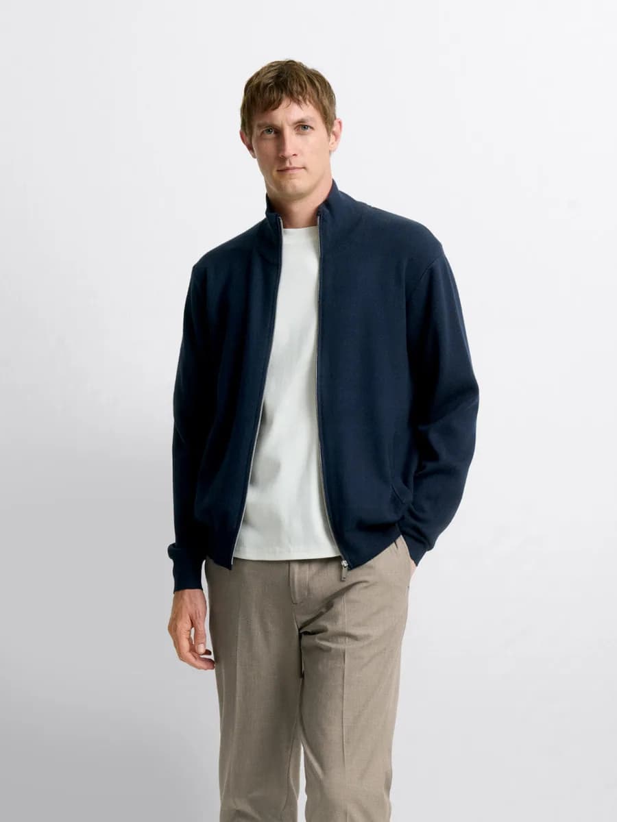 Cardigan col montant zippé