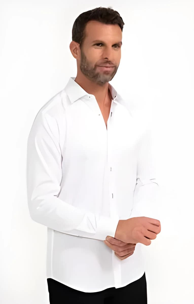 Chemise regular manches longues Contrast – Blanc