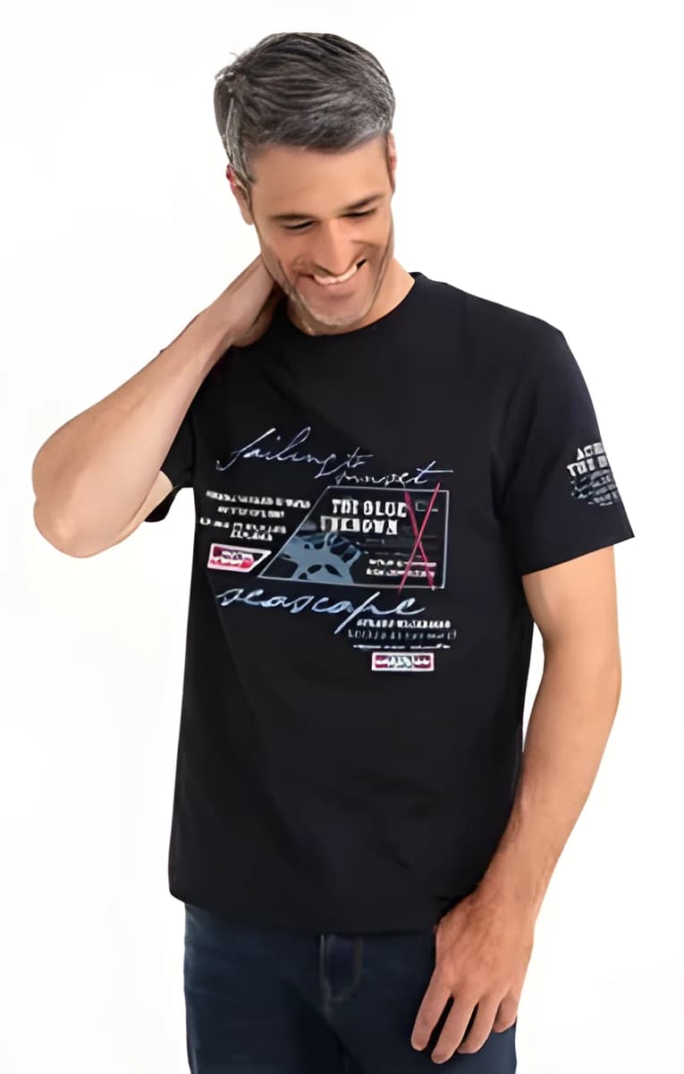 Tee-shirt manches courtes Drapeau – Marine