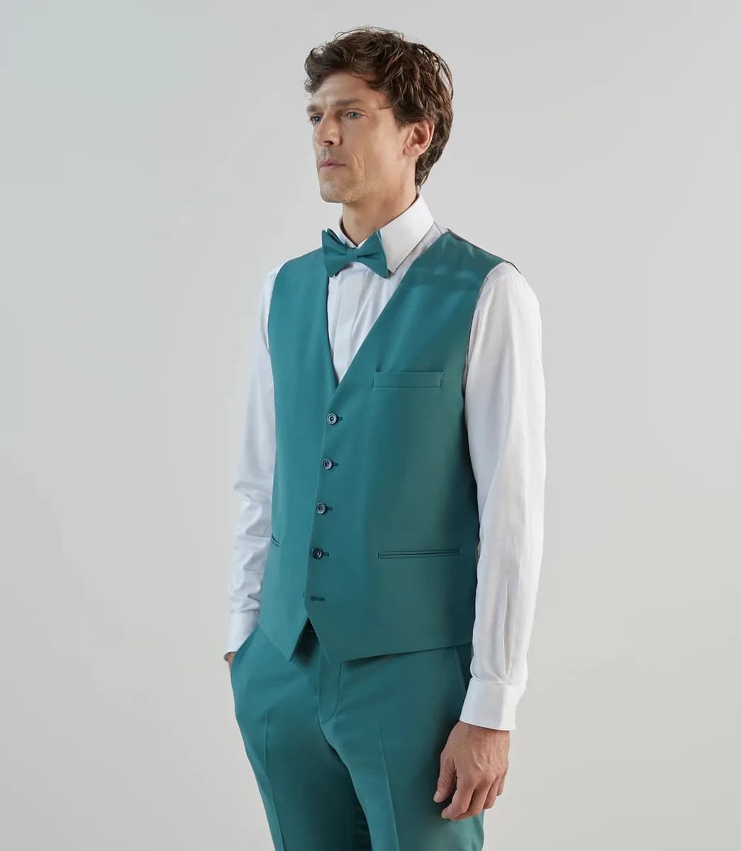 Gilet de costume en laine majoritaire vert