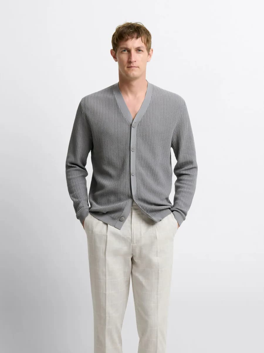 Cardigan boutonné en coton bio