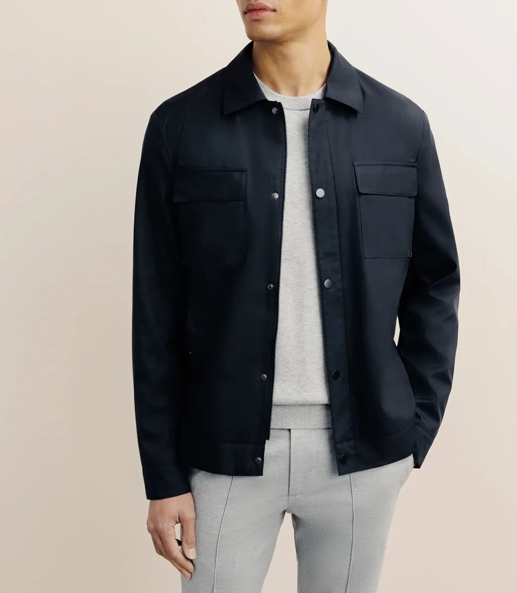 Blouson déperlant col chemise marine