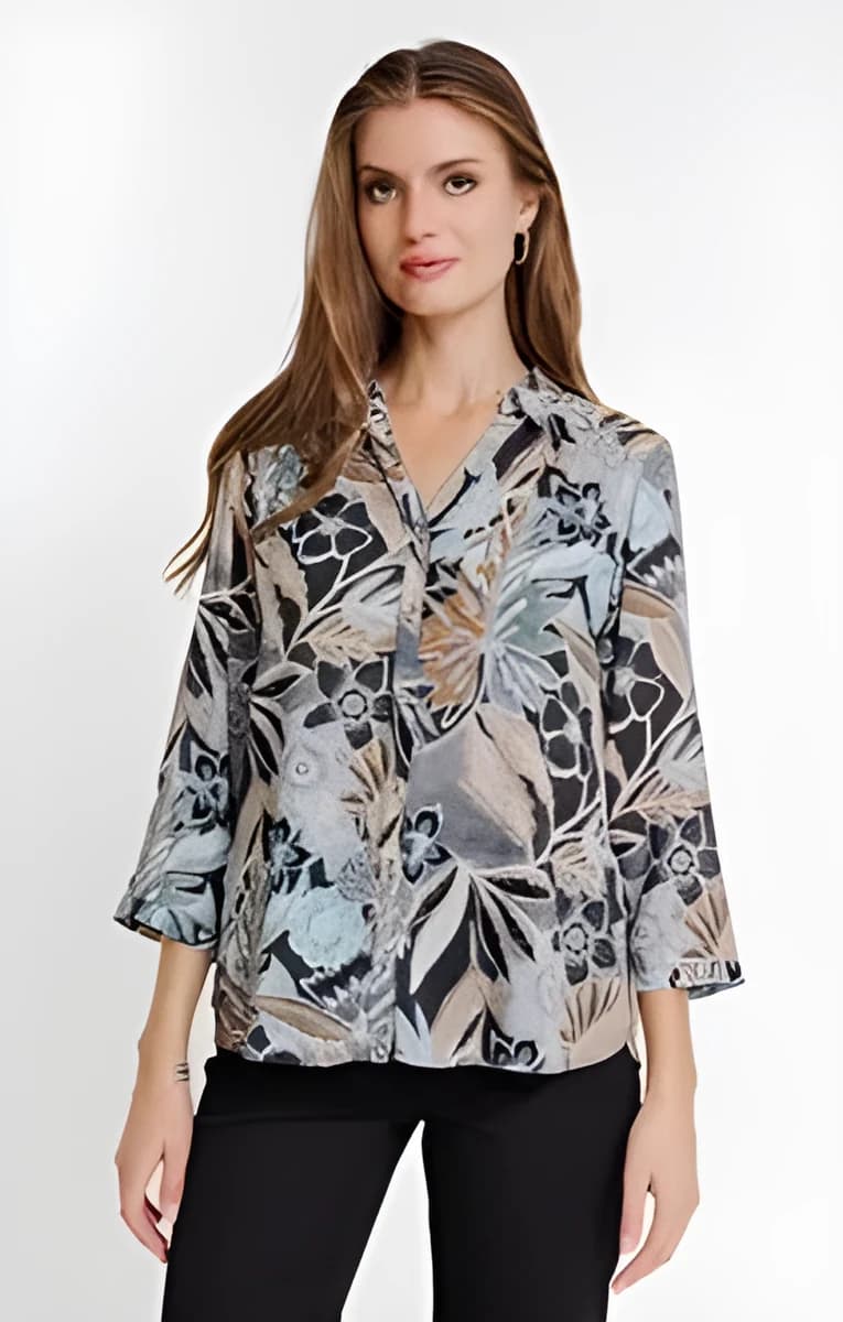 Chemise imprimée feuillage – Vert Nil