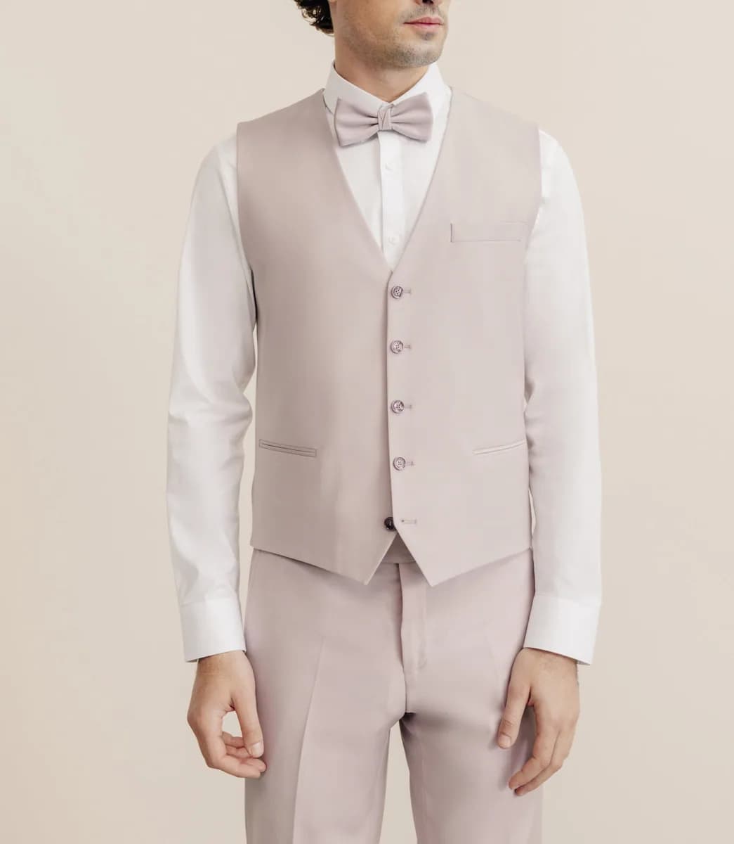 Gilet de costume en laine majoritaire rose