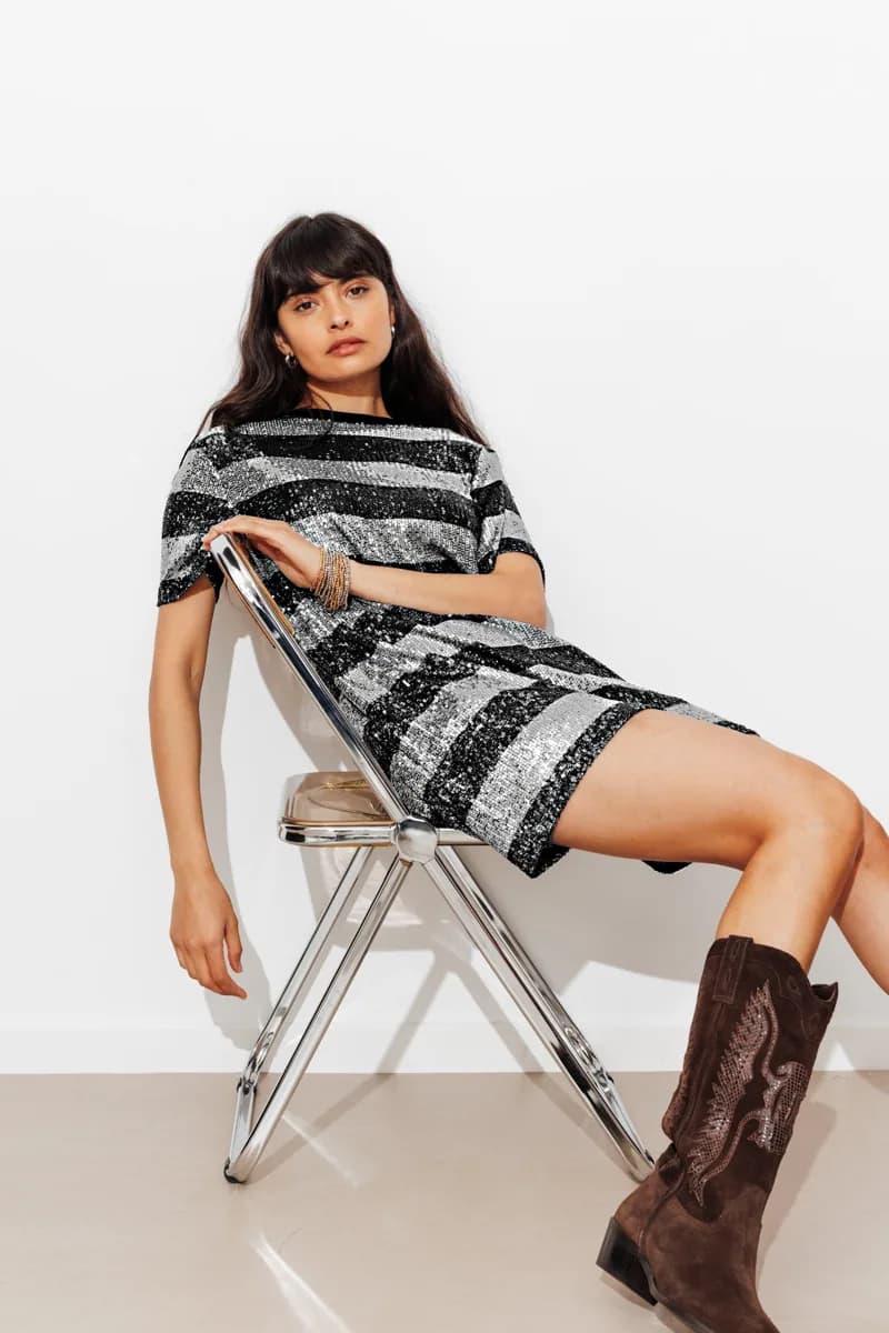Robe courte à paillettes Femme