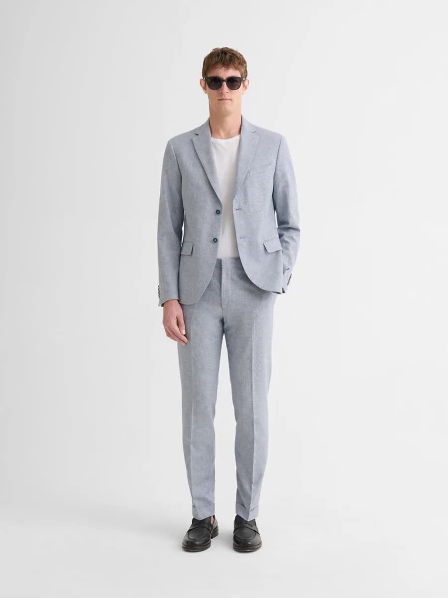 Veste de costume slim en coton lin