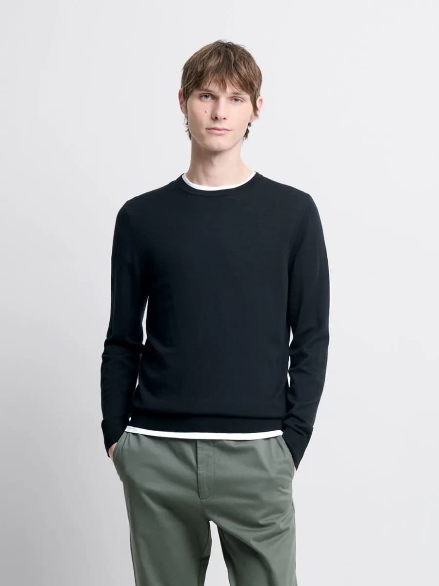 Pull col rond en laine Mérinos