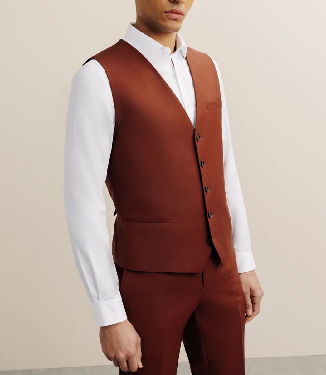 Gilet de costume en laine majoritaire terracotta