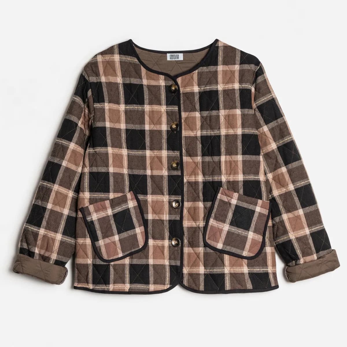 Veste ERAM WEAR camel matelassée motif carreaux
