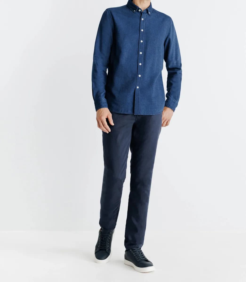 Chemise col boutonné bleue