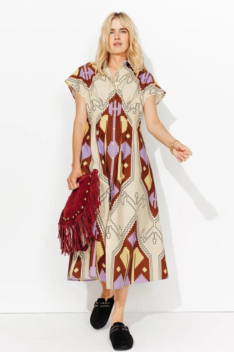 Longue robe-chemise imprimée