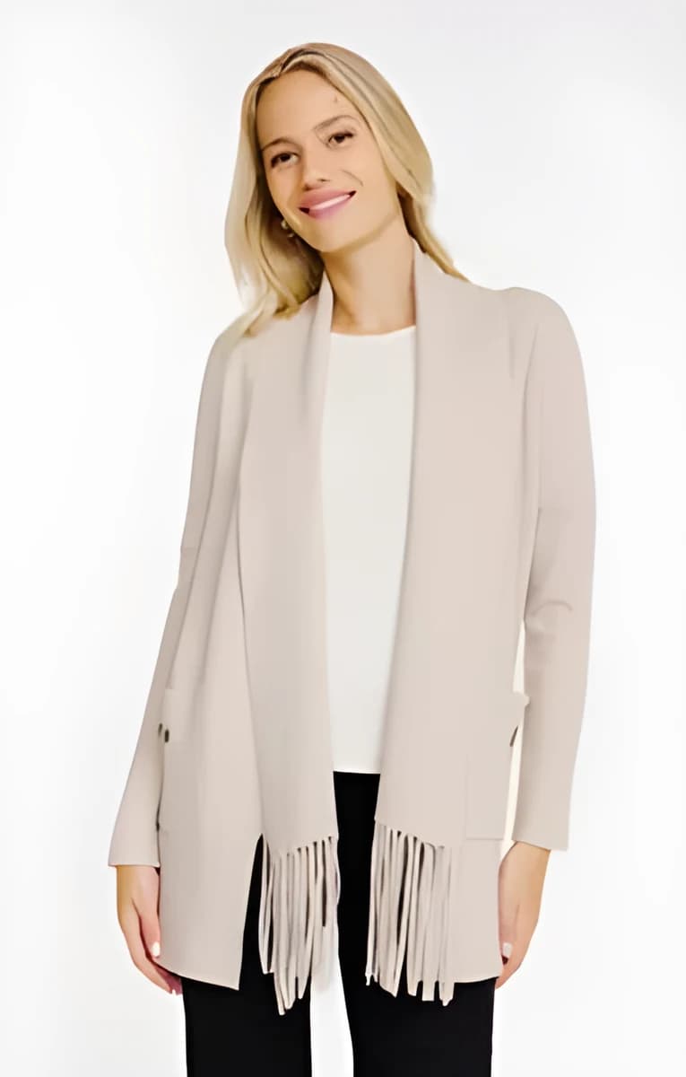 Cardigan détails franges – Beige