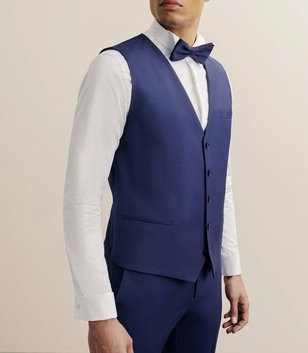 Gilet de costume en laine majoritaire bleu