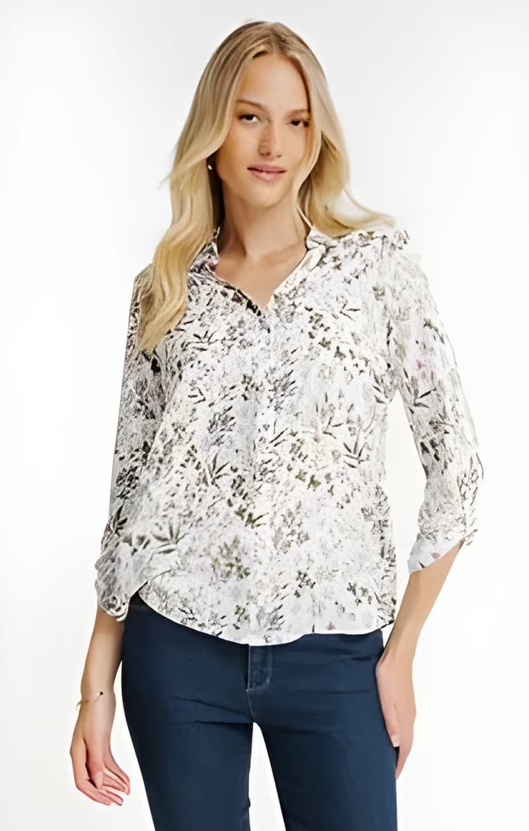 Chemise imprimé herbier – Écru