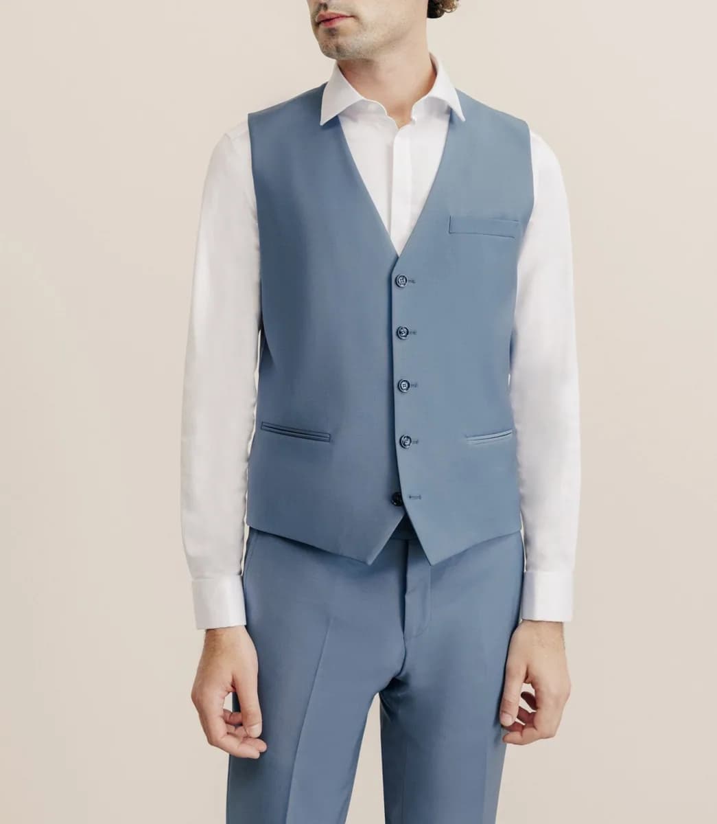 Gilet de costume en laine majoritaire bleu ciel