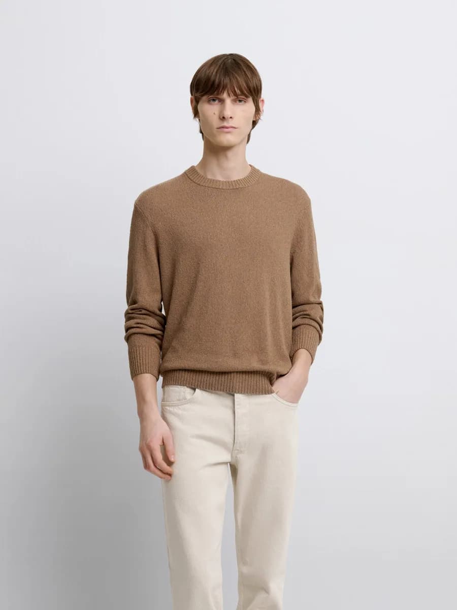 Pull col rond en coton-lin