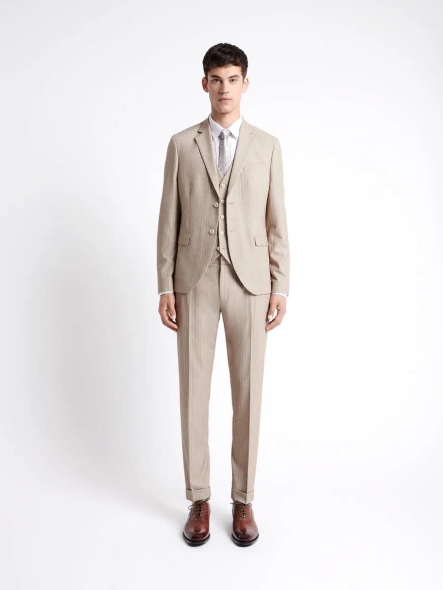 Pantalon de costume stretch rayé
