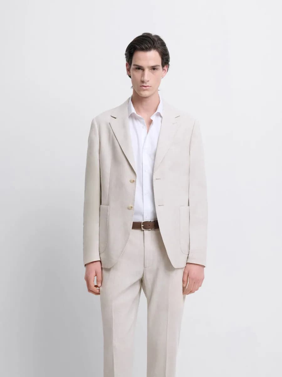 Veste de costume slim en lin mélangé