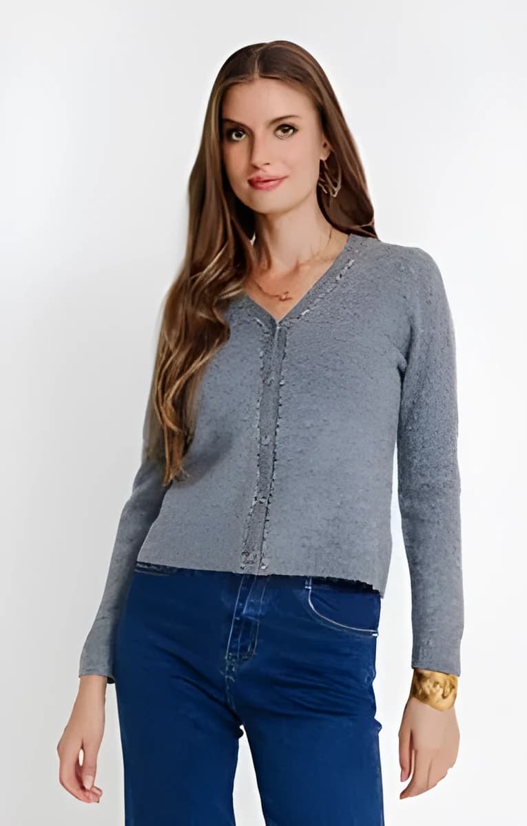 Cardigan détails léopard – Gris Moyen