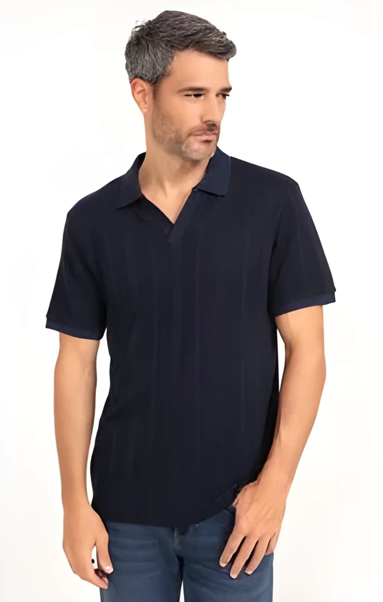 Pull col polo manches courtes Ajoure – Kaki Clair