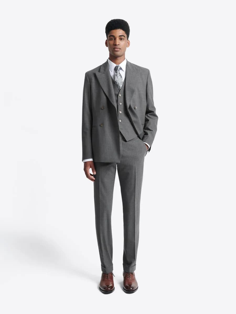 Pantalon de costume en laine peignée